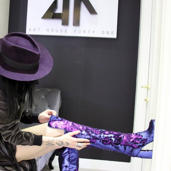 NWOT GANOR DOMINIC Sequin Chaos Boots - Picture 2 of 5